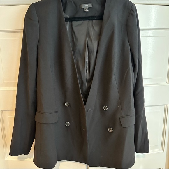 JCREW BLACK COLLARLESS‎ BLAZER DOUBLE BREASTED BUTTONS SIZE 10 - Picture 5 of 8